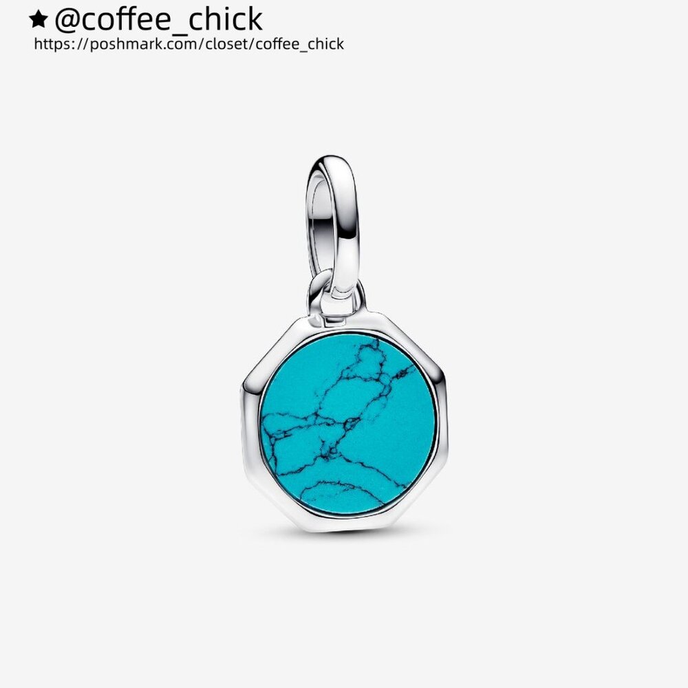 Pandora Turquoise-Coloured Engravable Mini Medallion Charm